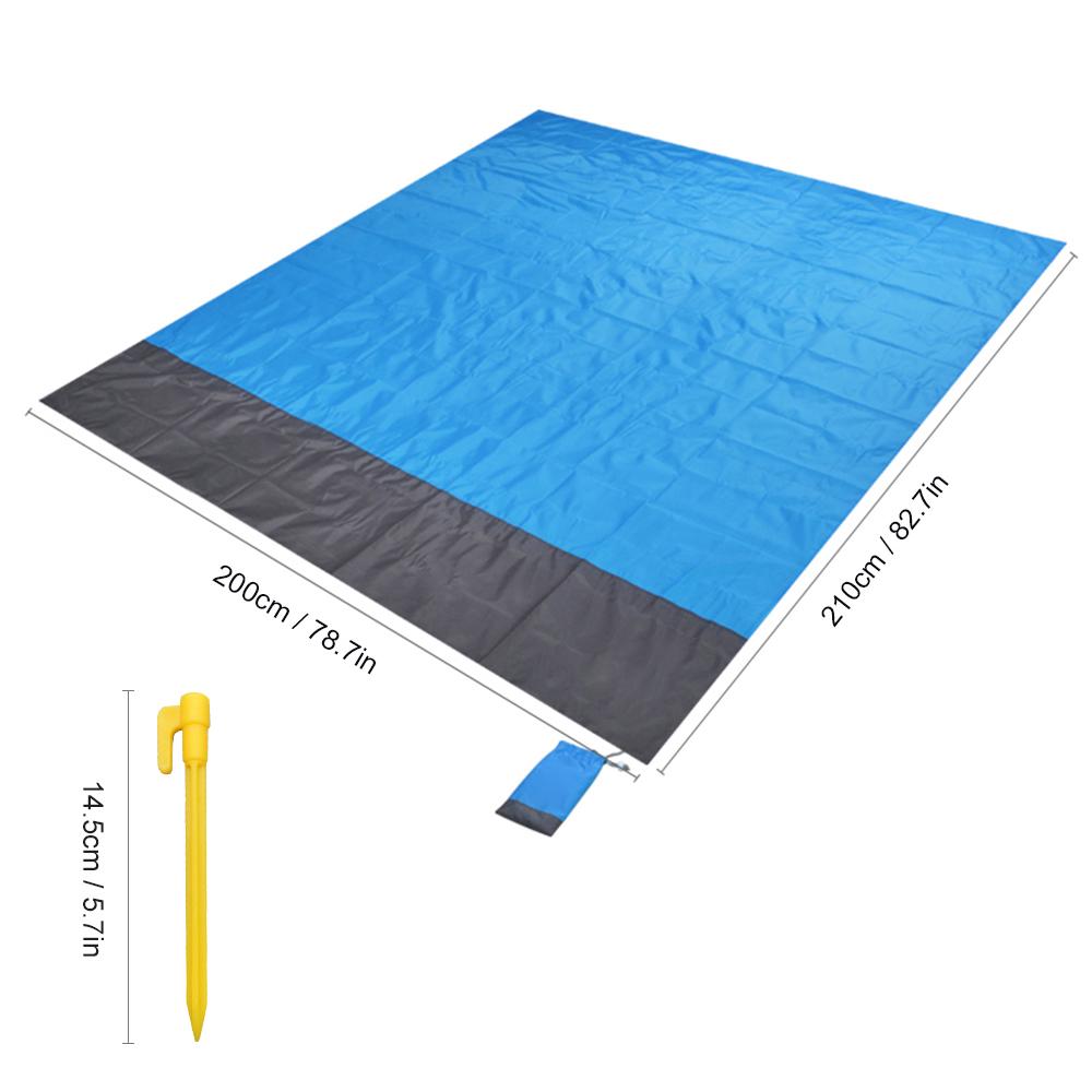 Waterproof Outdoor Beach Blanket Portable Picnic Mat Camping Ground Mat Sun Shade Tent Tarp with Storage Sack Sleeping Gear Tool