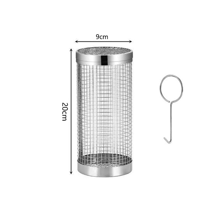 Portable Outdoor Cylindrical Barbecue Basket Picnic Bbq Smoking Net Camping Picnic Rolling Barbecue Cage And Cooking Accessories