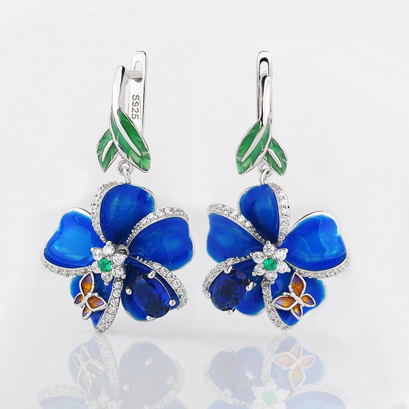 HUAMI Blume Fee Süße Ohrstecker für Damen Mode Jubiläumsparty Zirkon Weihnachts Schmuck Geschenk Hochzeit Trendige Ohrringe
