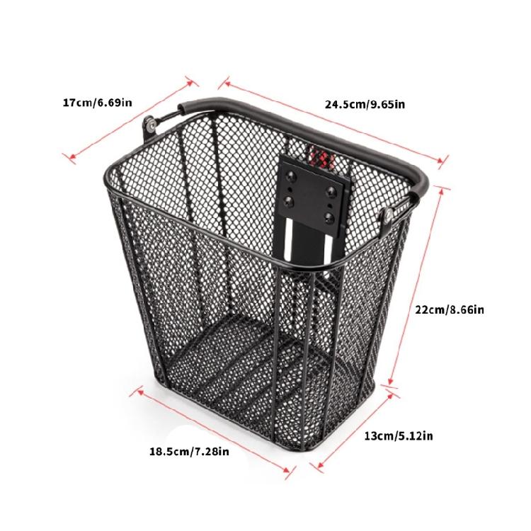 Bicycles Metal Basket Folding Bike Front Storage Basket Detachable Cycling Wire Basket for Electric Bike Kid Bike
