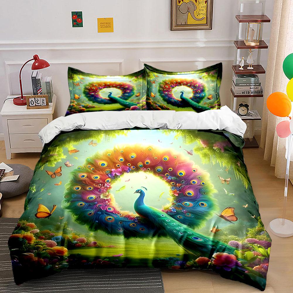 "Radiant Peacock Paradise Bloom" Bedding sets Duvet covers Pillowcases(1* Duvet Cover 2* Pillowcases without duvet insert)