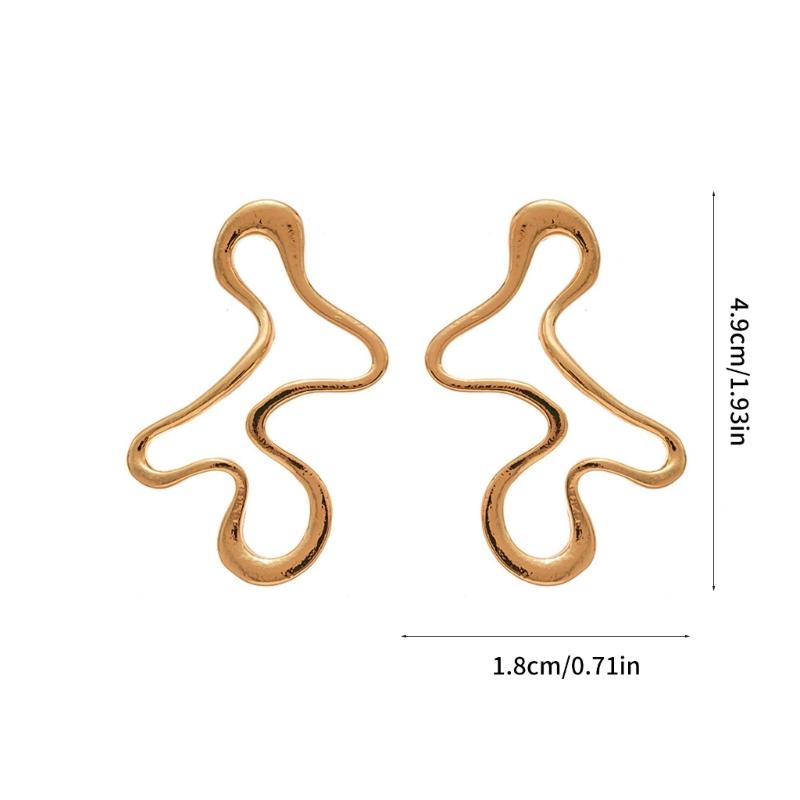 Elegant Geometric Hollow Earrings Accessory Unique Ear Studs Lightweight Gold/Silver Color Women Fashion Ear Studs Charm