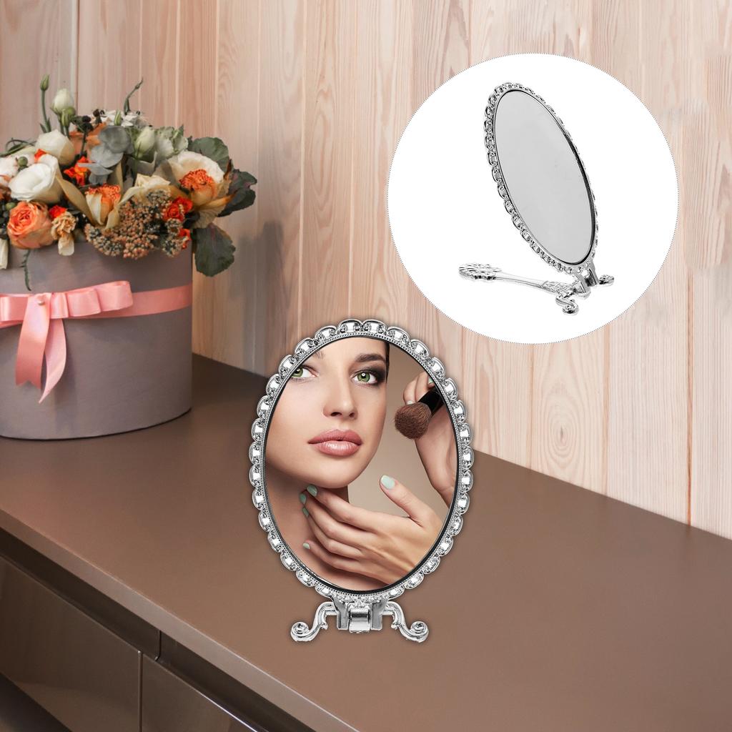 Handheld Compact Mirror Makeup Mirror with Handle Tabletop Mirror Small Makeup Beauty Women Hand Vintage Compact Travel For