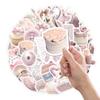 50 Sheets Ballet Style Pink Heart Stickers with Bow Knot for Journaling and DIY Decoration