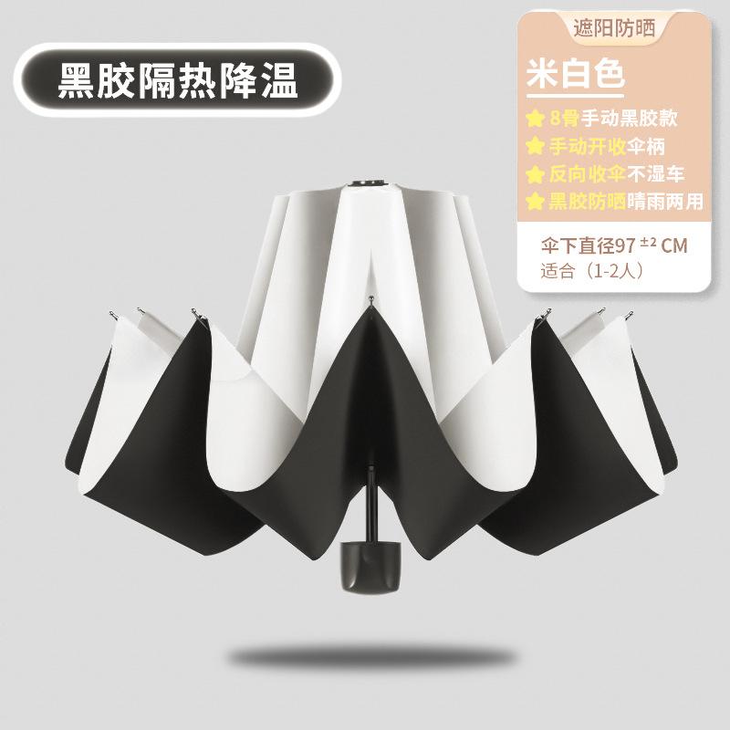 Trendy versatile contrasting colors Men's outdoor windproof umbrella Folding umbrella Advanced women's sun umbrella Sunscreen UV protection