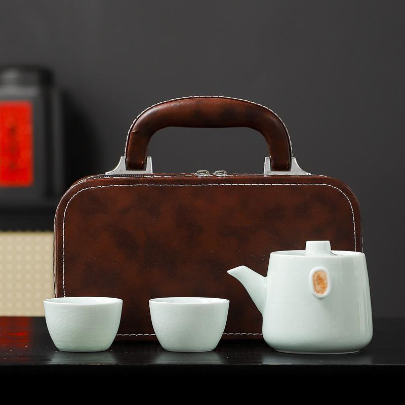 Ceramic Travel Tea Set Outdoor Portable Quick One Pot Two Cups Dragon Boat Festival Company Annual Meeting Gift