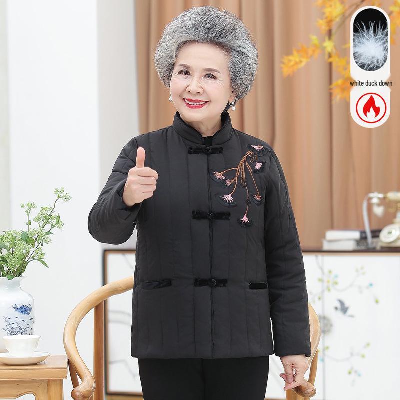 

Women s Retro Tang Suit Down Jacket - Winter Warmth for Middle-Aged and Elderly 2XL (Recommended 100-115 jin) чорний