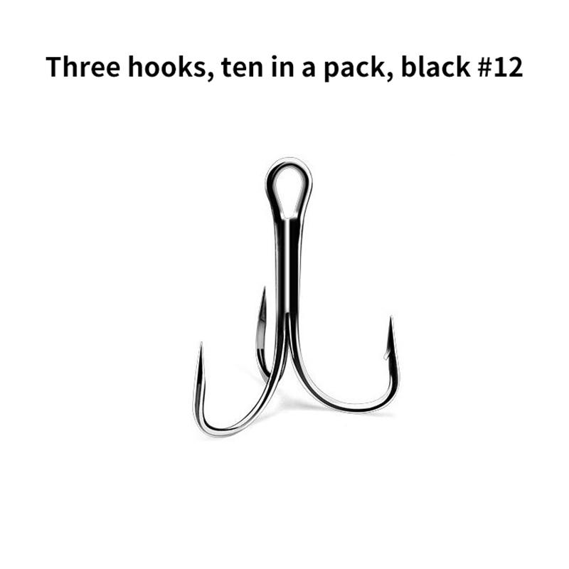 10pcs Sanben Hooks Lua Hooks Anchor Fishing Hooks Sea Fishing Hooks Triple Claw Anchor Hooks Silver Black Fishing Hooks 2#4#6#8#
