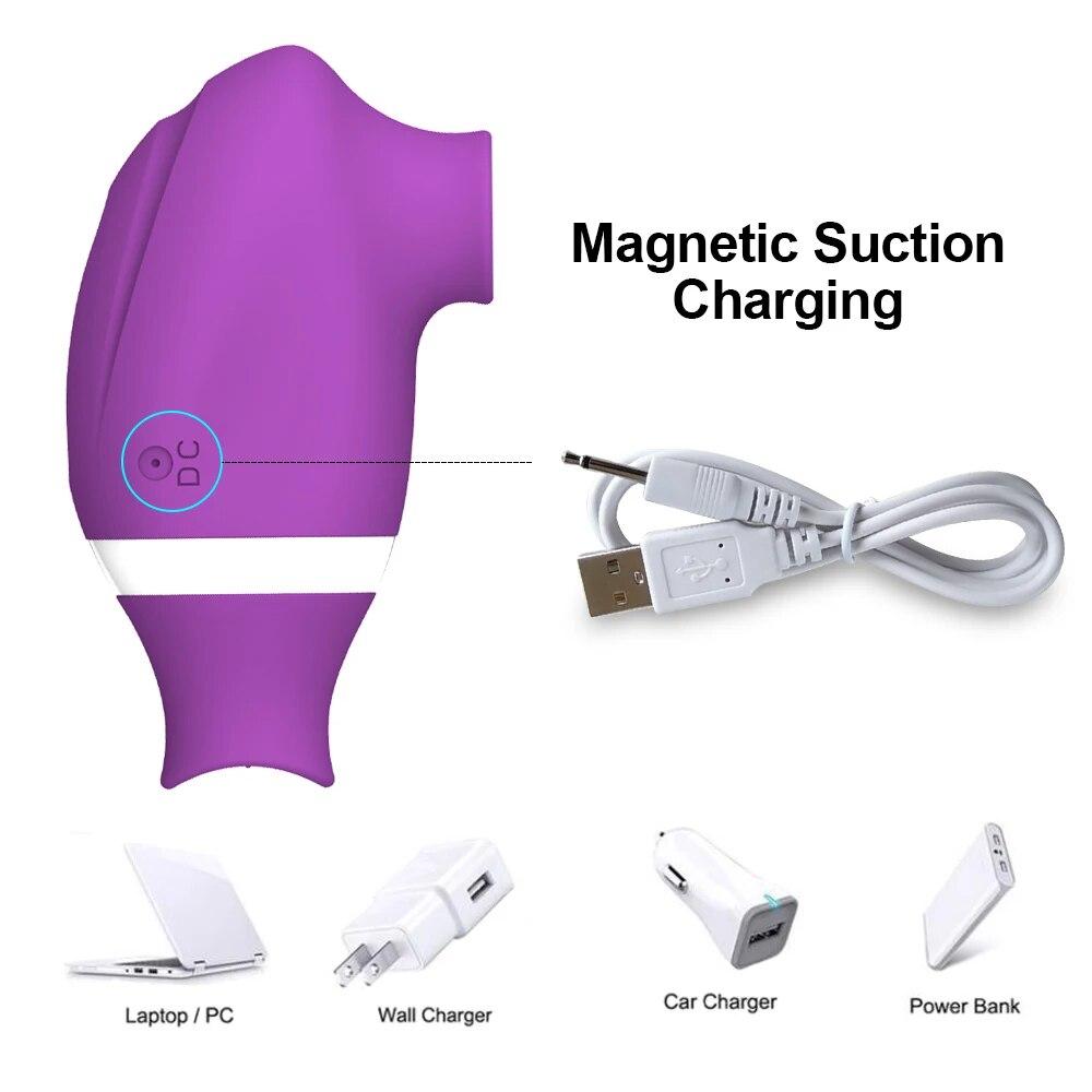 2 In 1 Clit Sucker Vibrator Female for Women G-Spot Sucking Licking Double Stimulation Nipples Massagers Tongue Sex Toy Adult