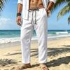 Men's Summer Pants European and American Large Size Straight Linen Trousers Men's Pleated Tether Trousers