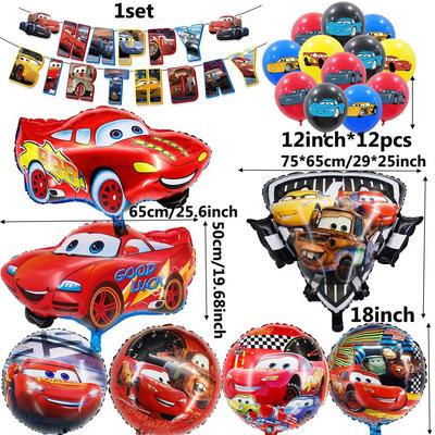McQueen Cartoon Auto Geburtstagsbanner Set für Kinderparty mit Auto-Thema