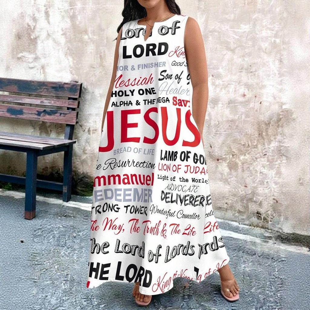 Plus Size African Impressionist Gold Leopard Sleeveless Long Dress