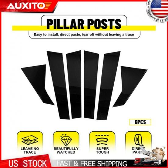 6Pcs Glossy Black Window Pillar Post Trim Cover For Honda Civic Sedan -2025