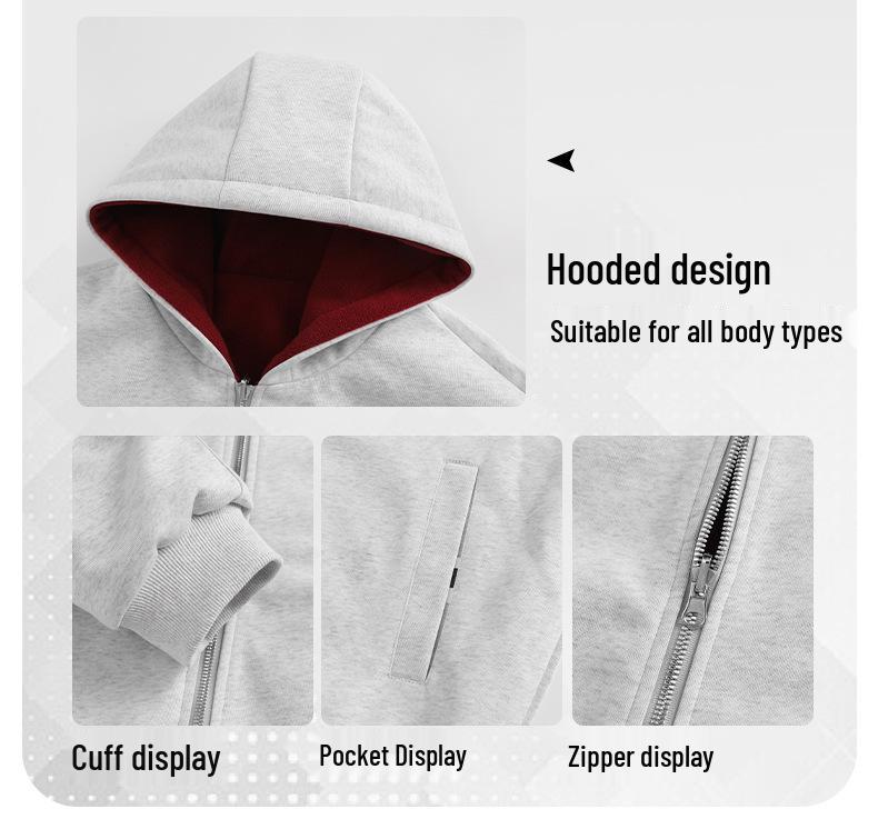 Men's Reversible Trendy Loose Hooded Jacket, Black/Light Gray, Spring/Autumn Casual Sportswear.
