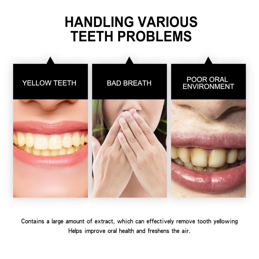 Charcoal Whitening Teeth Powder Cleaning Dental Calculus Stains Improve Tooth Yellow Remove Bad Breath Bright White Toothpaste