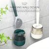 Punch-Free Wall-Mounted Soft Silicone Toilet Brush No Dead Angle Toilet Cleaning Brush Refillable Detergent Toilet Brush with Base