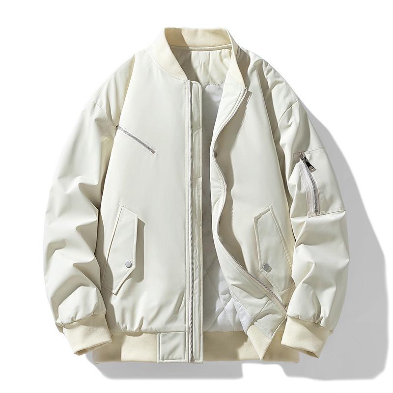 Unisex American Style Autumn/Winter Baseball Collar Flight Jacket, Thick Cotton Padded, Trendy Brand, Plus Size Outerwear.