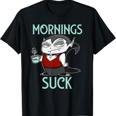 Funny Lazy Vampire Costume Mornings Suck T-Shirt