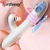 Rabbit Vibrator for Women Telescopic Dildo Powerful G-Spot Vibrating Rotating Beaded Clit Stimulator Female Masturbator Sex Toys
