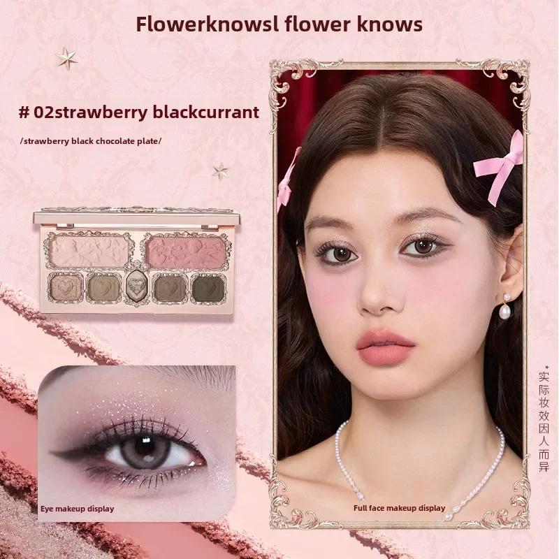 Flowerknows Strawberry Cupid Collection Ansiktsfärgpalett Rouge Ögonskugga Highlighter Flower Know Ansiktsbronzerpalett