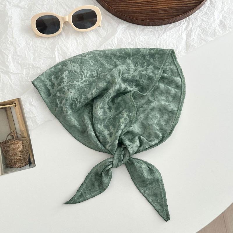 Silk scarf new double-sided pattern texture cotton and linen neck protection small scarf headband headband triangular scarf waist tie