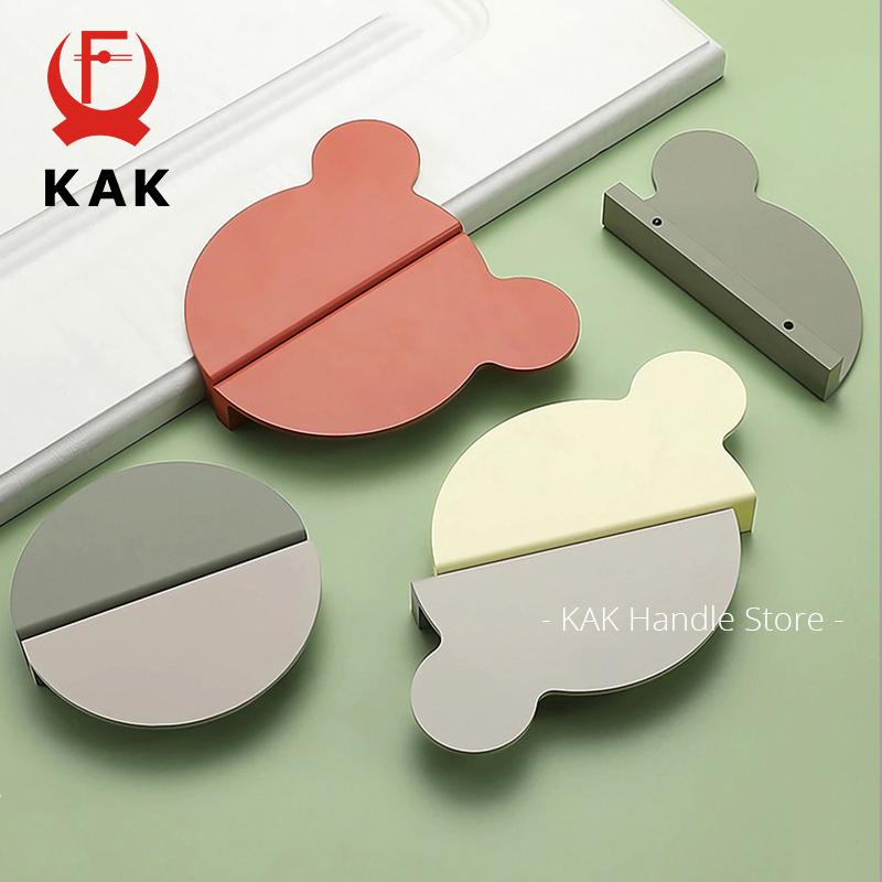 KAK 2 Pack Bear Head Furniture Handle for Kids Rooms Colorful Cabinet Handle and Drawer Knobs Decorative Door Hardware Fittings