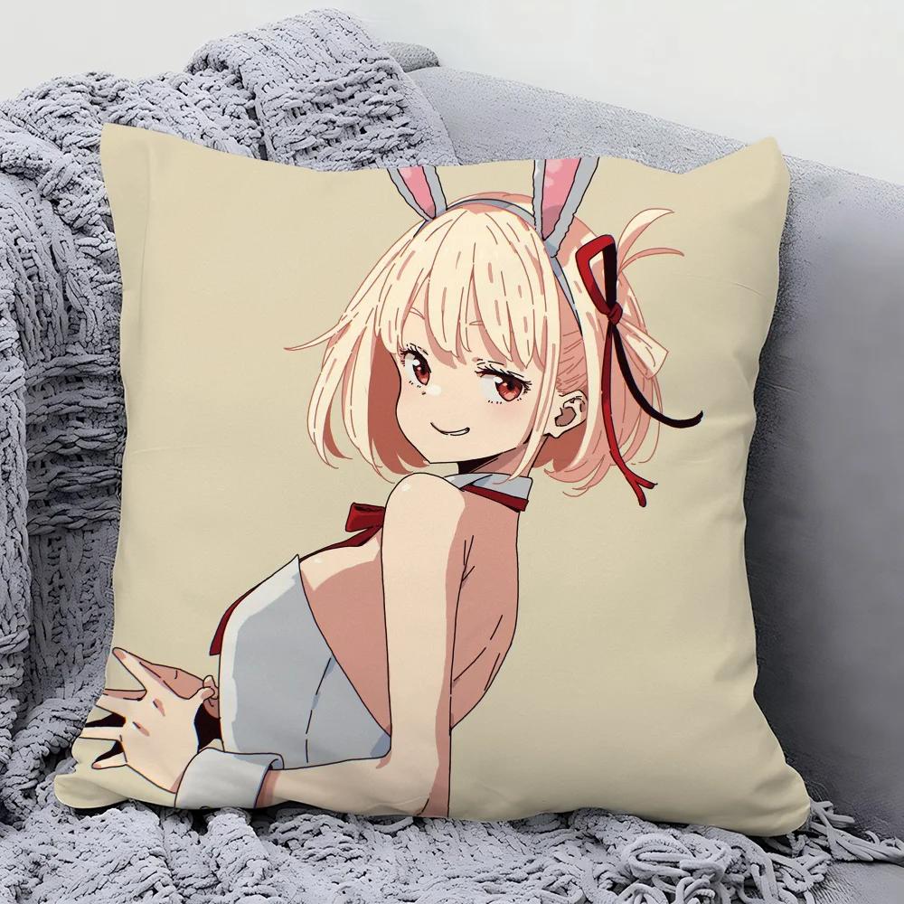 Chisato Nishikigi Anime Lycoris Recoil Kissenbezug Quadratisches Kissen Schlafzimmer Sofa Freizeit Komfort Wohnzimmer Heimdekoration 40X40