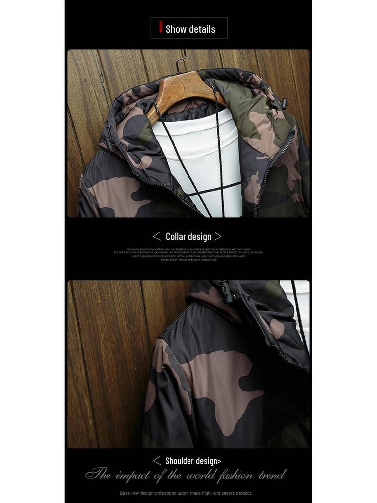 Men's Korean Camouflage Cotton Winter Coat for High School Students