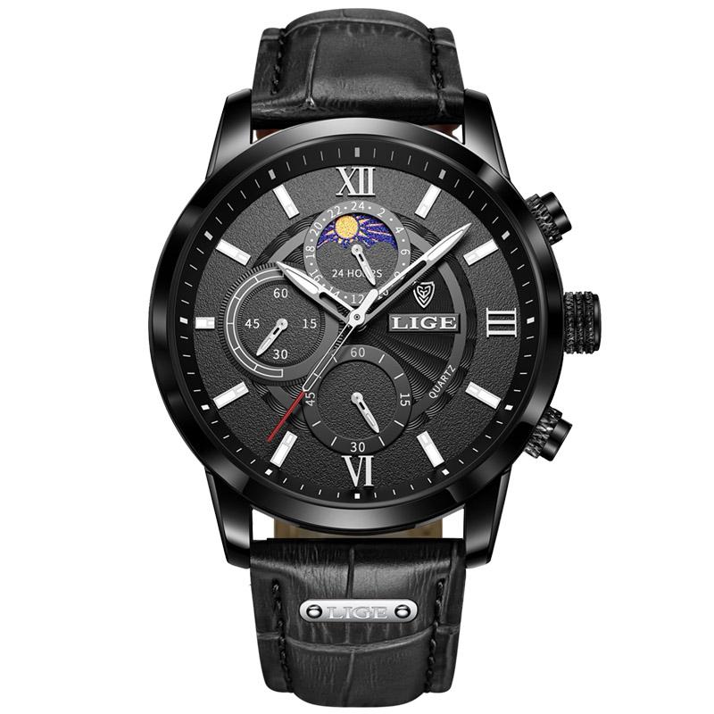 New Mens Watches Top Brand Luxury Brown Leather Casual Quartz Watch Men Sport Waterproof Clock Watch Relogio Masculino