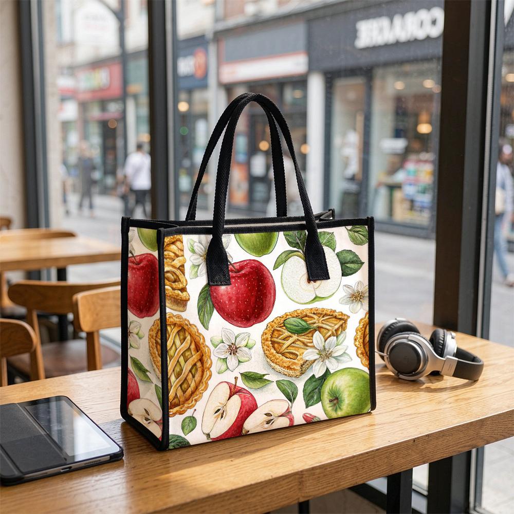 Apple Pie Print Casual Tote Bag Daily Use Portable Shopping Handbag
