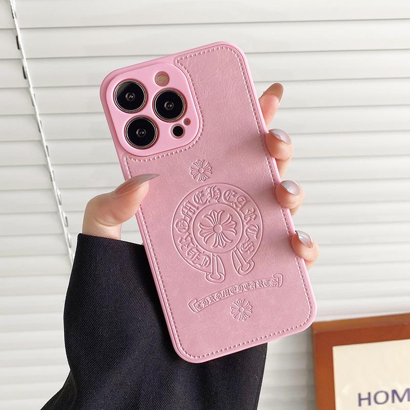 Smooth Faux Leather Stitched Edge Phone Case Shockproof Protective Cover for iPhone