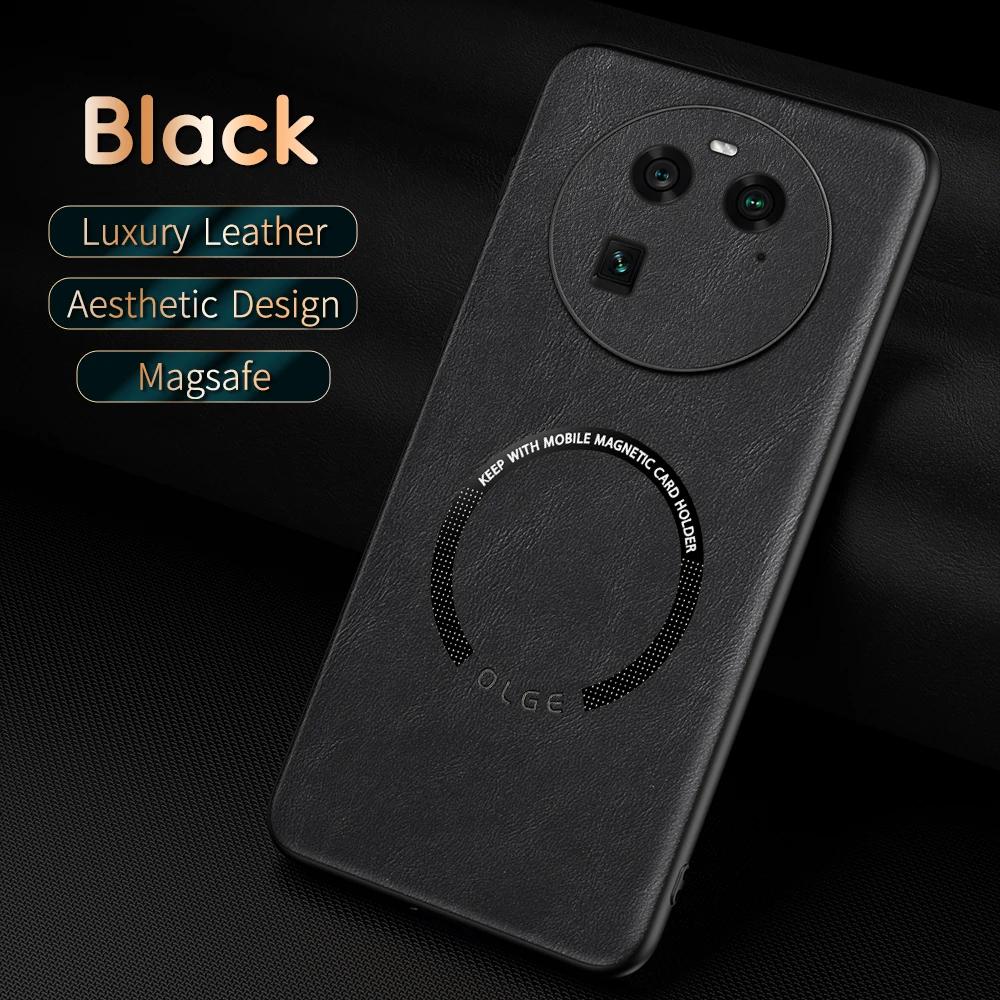 For OPPO Find X6 X6 Pro Fine Hole PU Cow Pattern Leather Outer Magnetic Ring Soft Edge Anti-Drop Anti-Fingerprint Phone Case