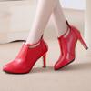 Fashion Rhinestone Detail Women's Pointed Toe Ankle Boots | Synthetic Ultrahigh Stiletto Heels, Casual Dress Style with Back Zipper, Metal Thin Heel