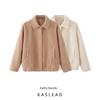 Kaslead New Women Clothes Western Style Fashion Simple and Versatile Two-Color Woolen Short Outerwear