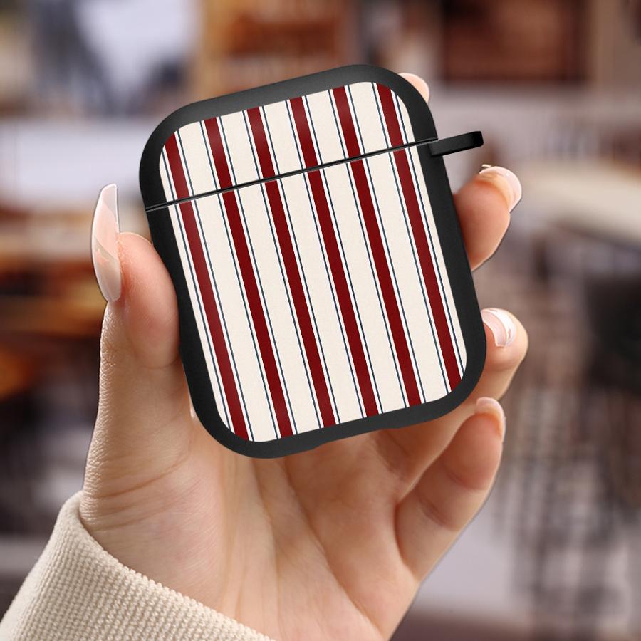 Red White Stripes Case For Airpods Pro 4 Pro3 Pro2 2 3 1 Earphone Cases Cover