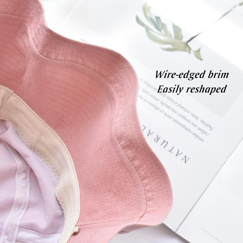 Summer Cotton Sun Hats for Women Beach Travel Foldable Hats with Chinstrap Wide Brim And Breathable Beach Hats