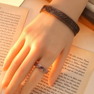Exklusiv Für Wikinger Relief Vortex Öffnung Armband Ring Set Retro Magnet Armband Ring Schmuck