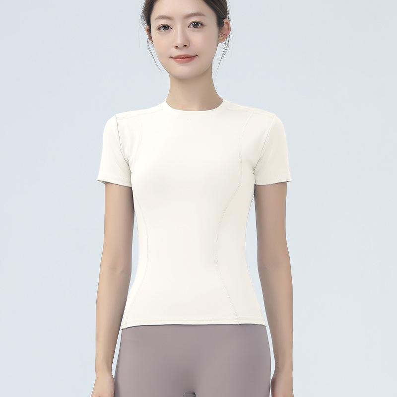 Women's Short Sleeve Yoga Top - Slimming, High-Elasticity, Nude Feel for Fitness, Sports, Running, and Pilates