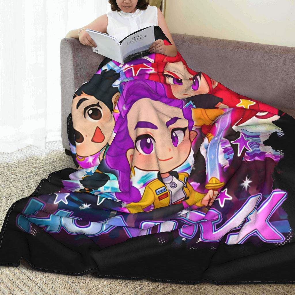 Huntrix Girl Kpop Démon Mira Rumi Joey Deku Teplá Měkká Plyšová Přehozová Deku Pro Pohovku Postel Kempování Flanelová Přikrývka Potah na Postel