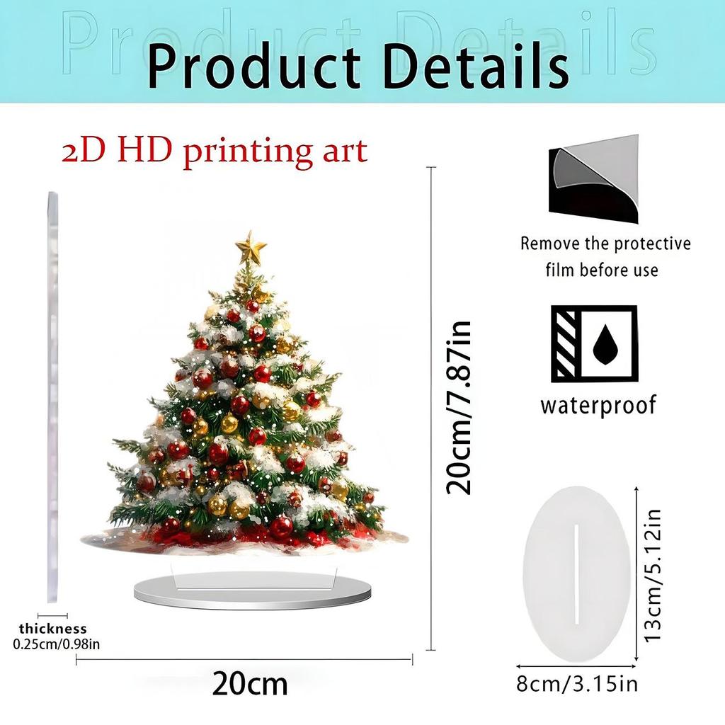 2D Acrylic Christmas Snow House with Santa & Reindeer Desktop Ornament