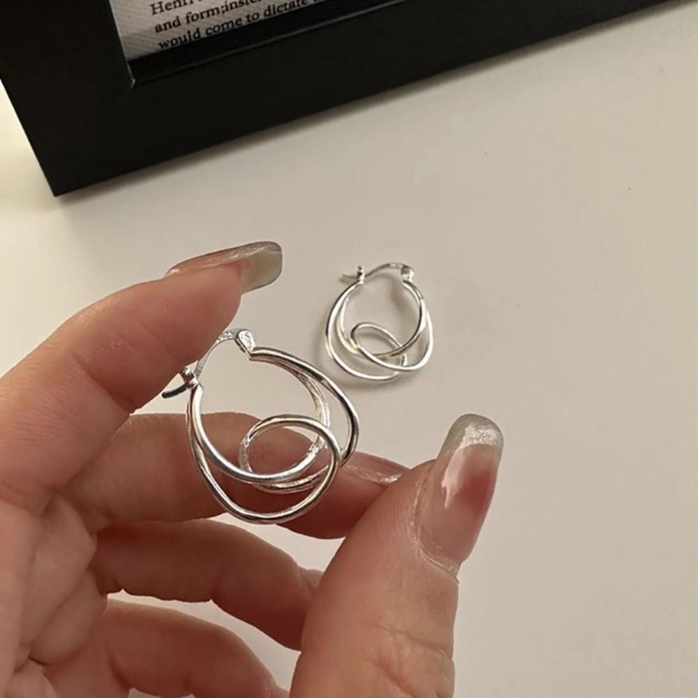 Double Layer Irregular Earrings Simple Personality Earrings Elegant Hoop Earrings  Party