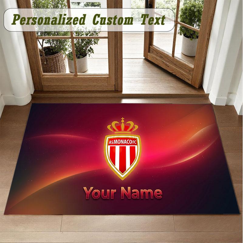 Crystal Velvet Square Rug Custom NameMonaco FC Pattern Non Slip Home Floor Decor Rug