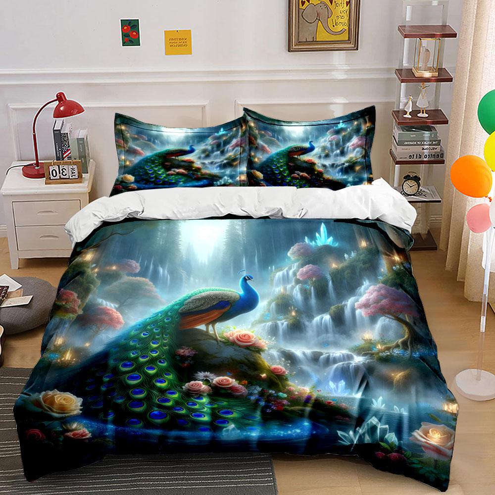 "Enchanting peacock paradise dreamscape" Bedding sets Duvet covers Pillowcases(1* Duvet Cover 2* Pillowcases without duvet insert)