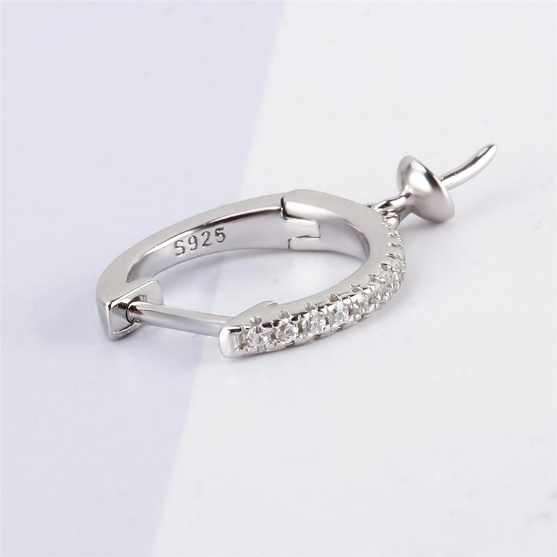 CLUCI 3 pair Authentic 925 Silver Zircon Hoop Earrings Jewelry for Women Party Sterling Silver Pearl Earring Mounting SE134SB