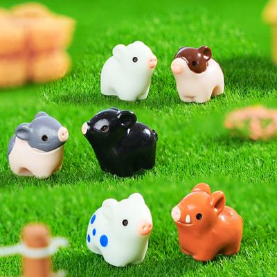 6 Stück Mini Schweinchen Figur Harz Miniatur Schwein Ornament Pflanzgefäß Dekor Cartoon