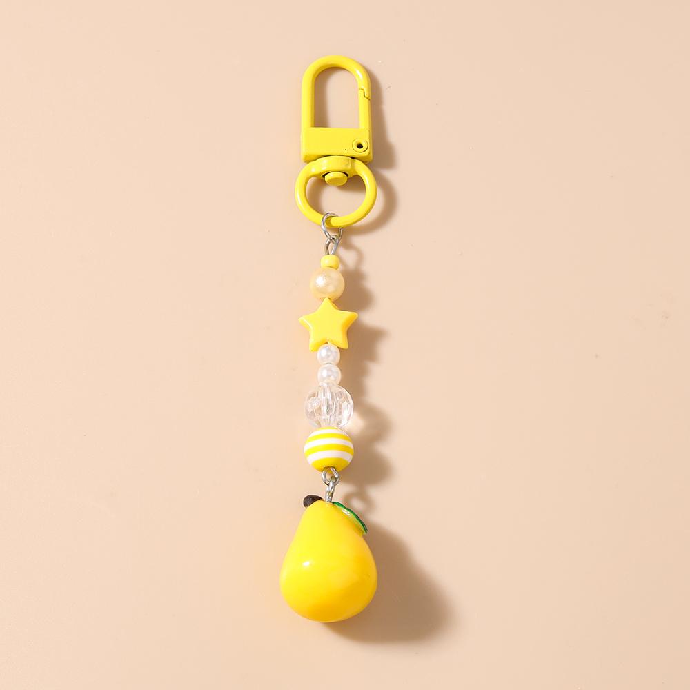 Cute Resin Simulation Fruit Keychain Women Girls 3D Pear Key Ring Pendants for Handbag Decor DIY Jewelry Gift