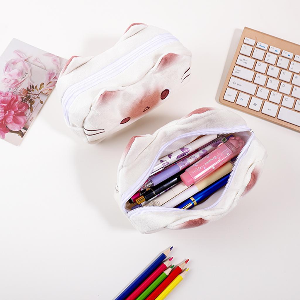 Cute cat pencil case, creative and quirky stationery bag, portable storage bag, student desktop stationery storage bag