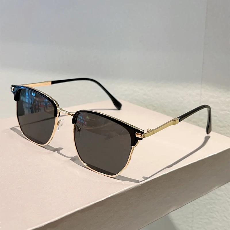 Vintage Square Sunglasses Men  New Fashion Korean Style Black Shades Women Trendy Stylish Brand Design Sun Glasses