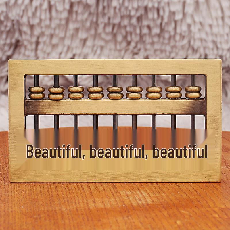 Brass Abacus Wealth-Attracting Antique with Fu Character and Coin Collection Ornaments.
