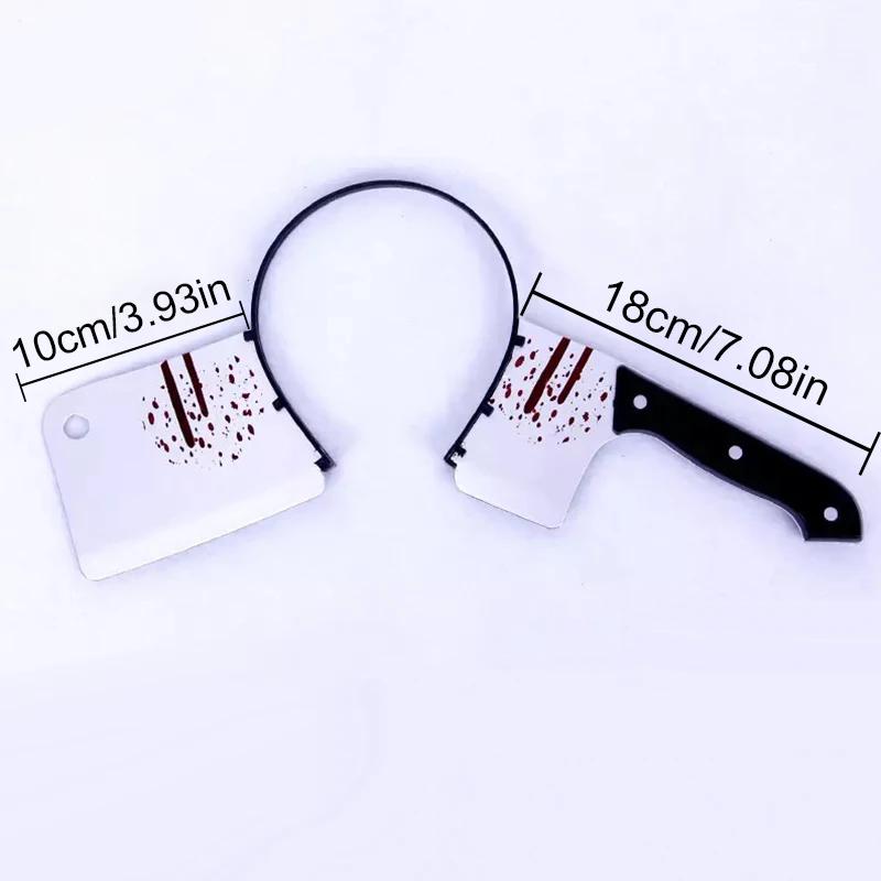 Halloween Party Horror Hair Bands Fake Knife Axe Cleaver Scissor Headbands Through Head Scary Masquerade Costume Photobooth Prop